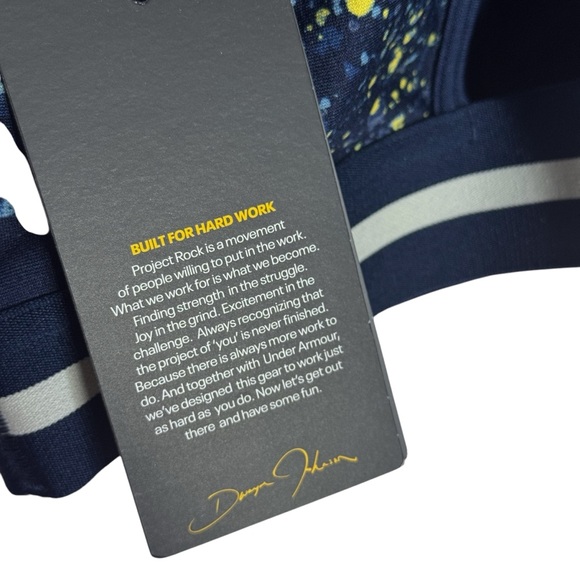 NWT | Under Armour Project Rock Printed Sports Bra | Size Small | Navy Speckle - Picture 8 of 8